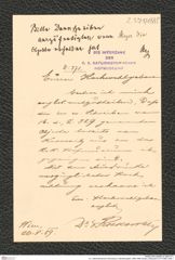 k.k. naturhistorisches Hofmuseum, Intendanzakten 1885-1896 (Hauer), Aktenzahl Z.371/1889, Seite 1
